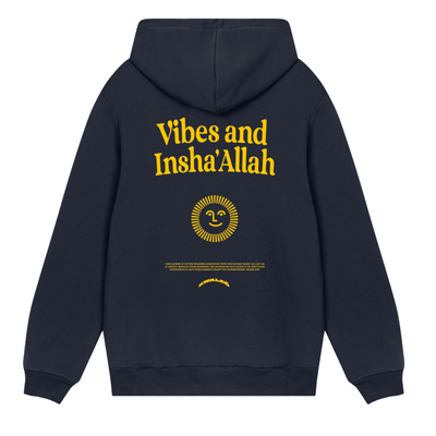 VIBES AND INSHA ALLAH HOODIE BLACK&YELLOW