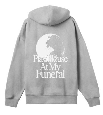 Play house at my funeral - Grey & white boxy hoodie